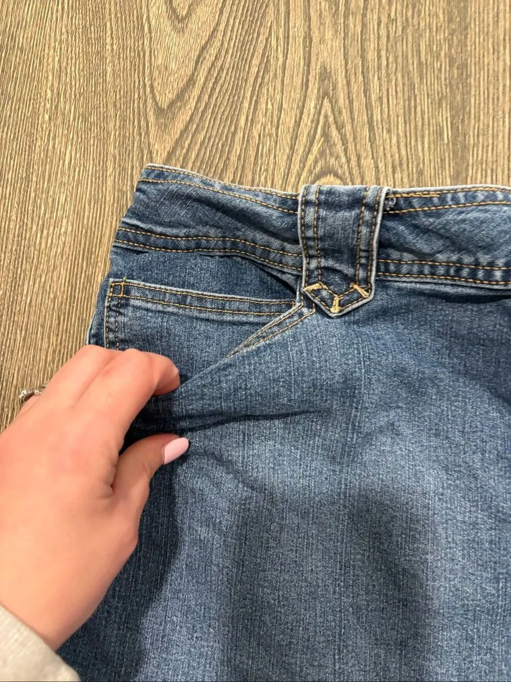 St. John's Bay Women's Stretch Cotton Mini Denim Pencil Skirt Blue Size 16